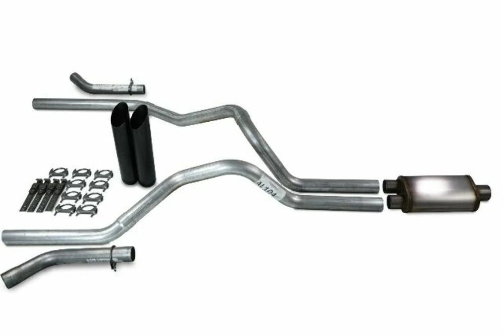 2.5" Dual Exhaust Kit for Chevy GMC 1500 (2019–2025) - Stainless, Black Tip