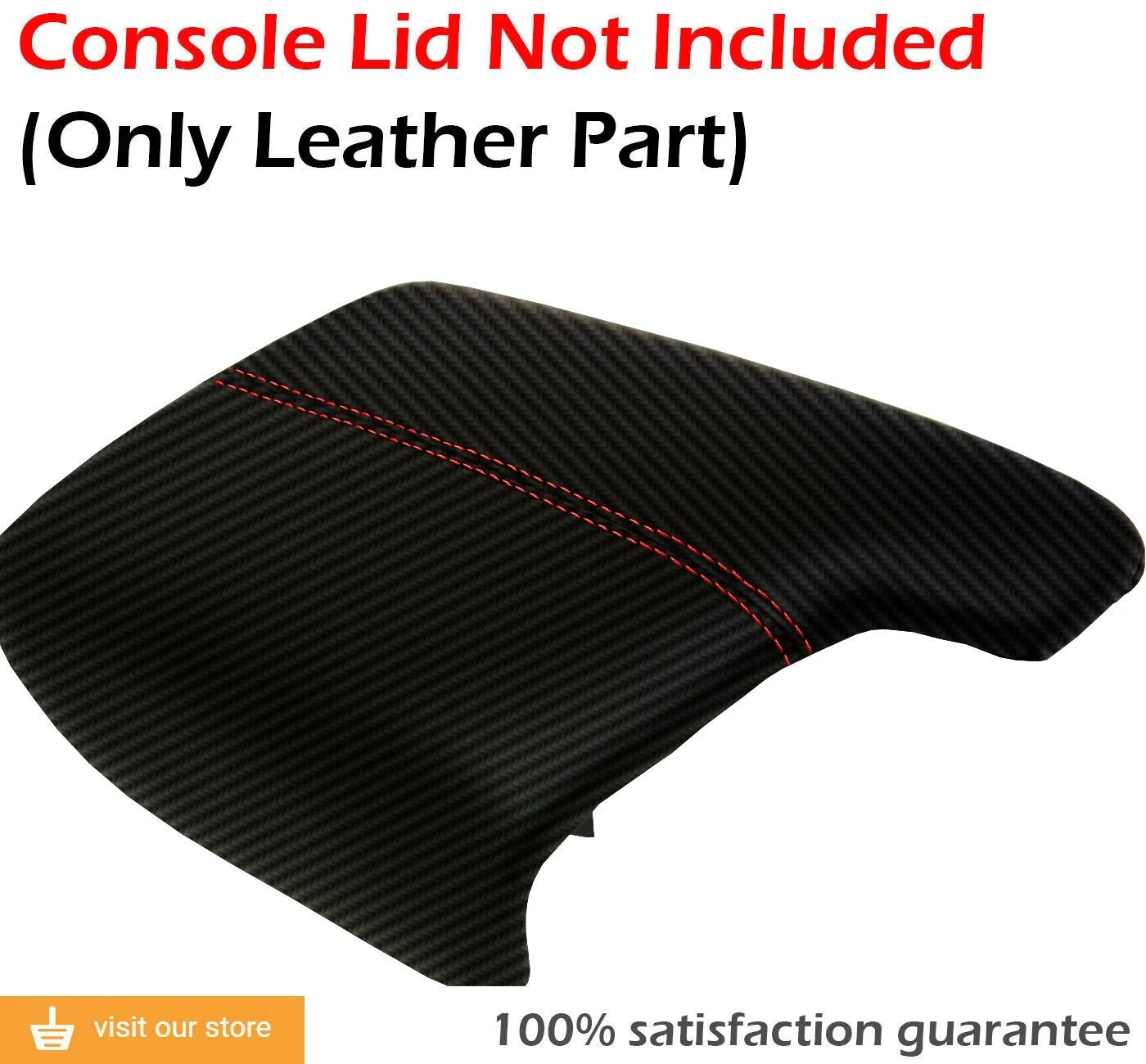 Console Armrest Cover for Honda Accord (2013–2017) PVC Carbon Fiber Black Red Stitch
