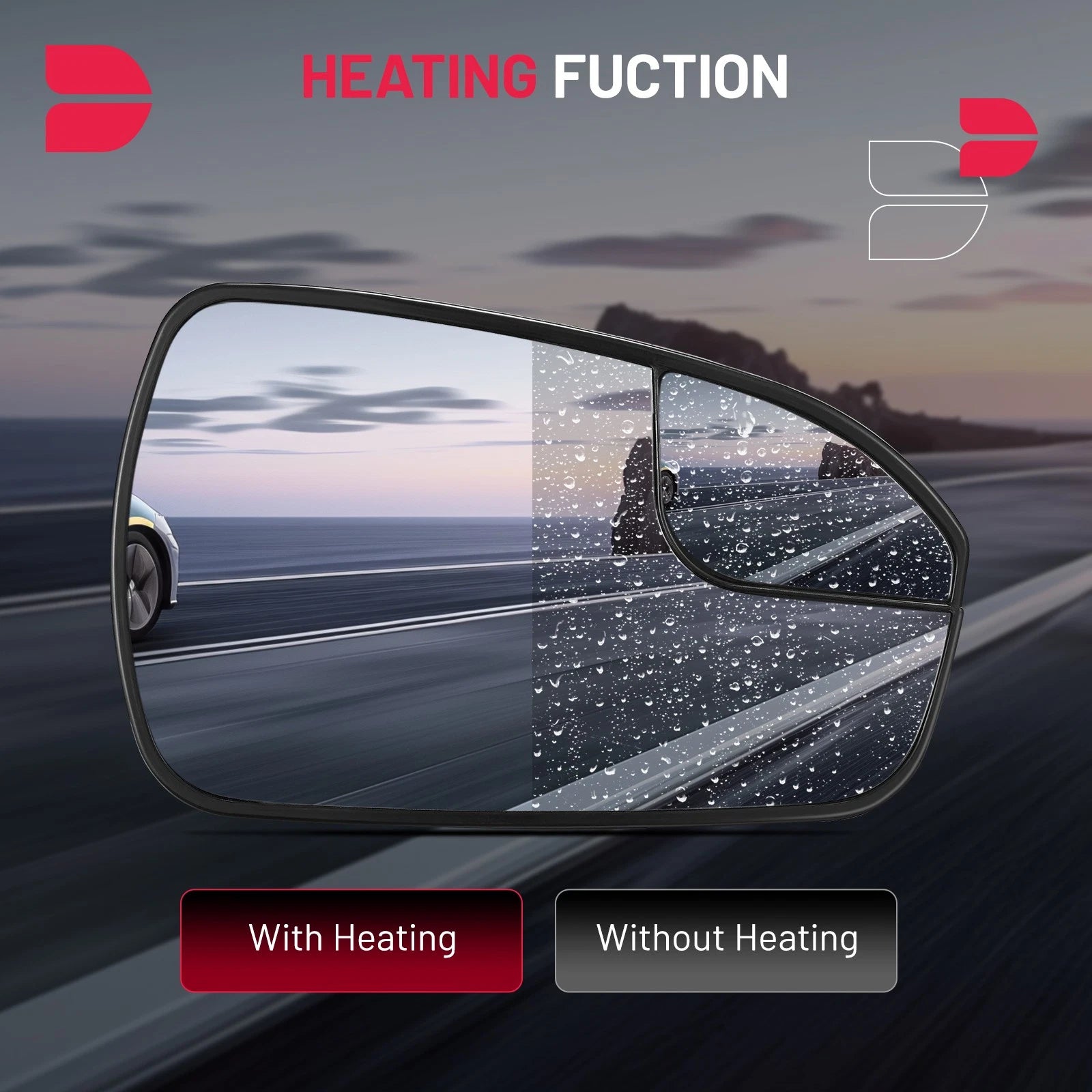 Heated Mirror Glass Right Passenger Side for 2013-2020 Ford Fusion