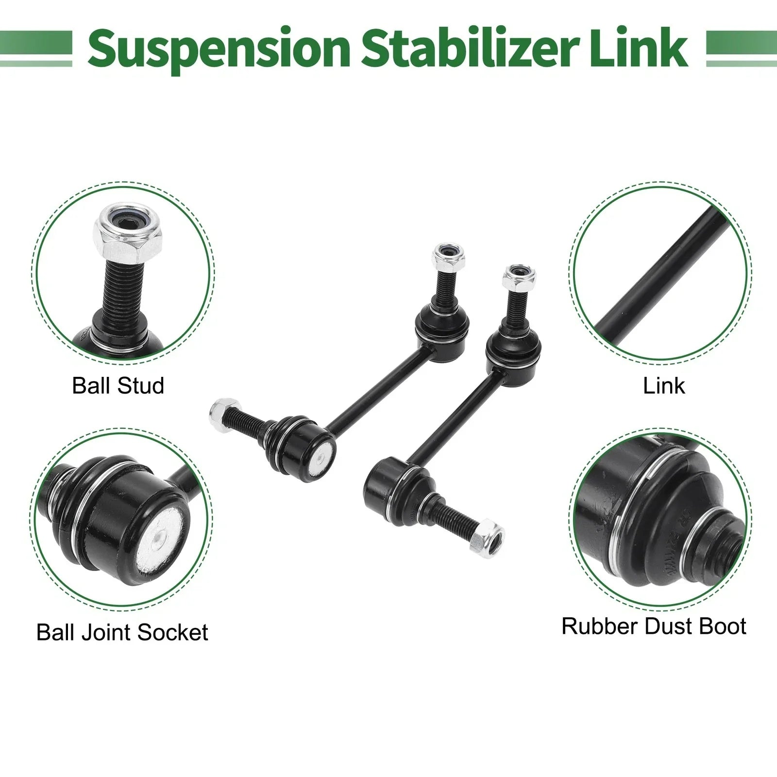 4pcs Front Suspension Kit Outer Tie Rod Ends & Sway Bar Links for Dodge Durango