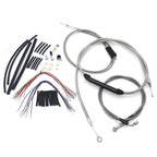 Chrome 14" Extended Brake Line Cable Kit for Harley Dyna FXD (2007–2011)