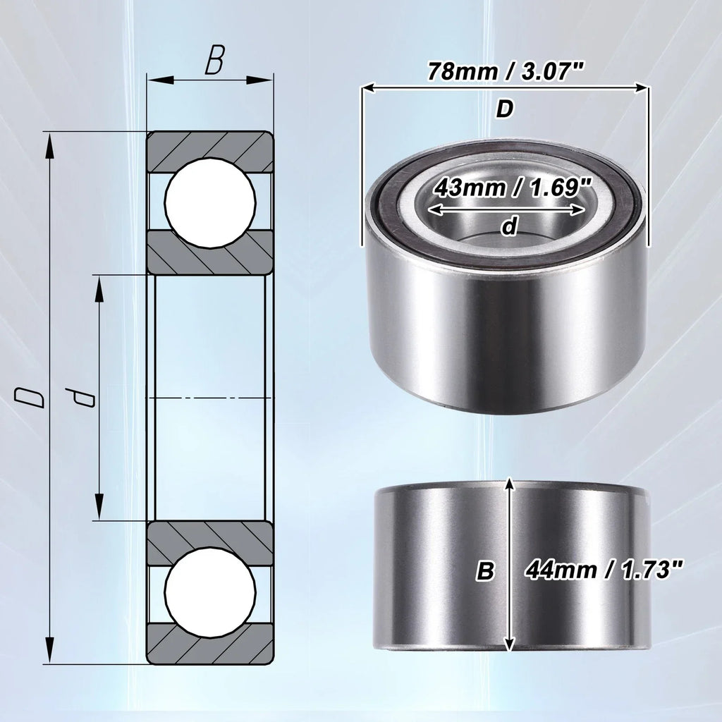 2 x Front Wheel Bearings for Honda Civic (2006-2011) Silver Tone
