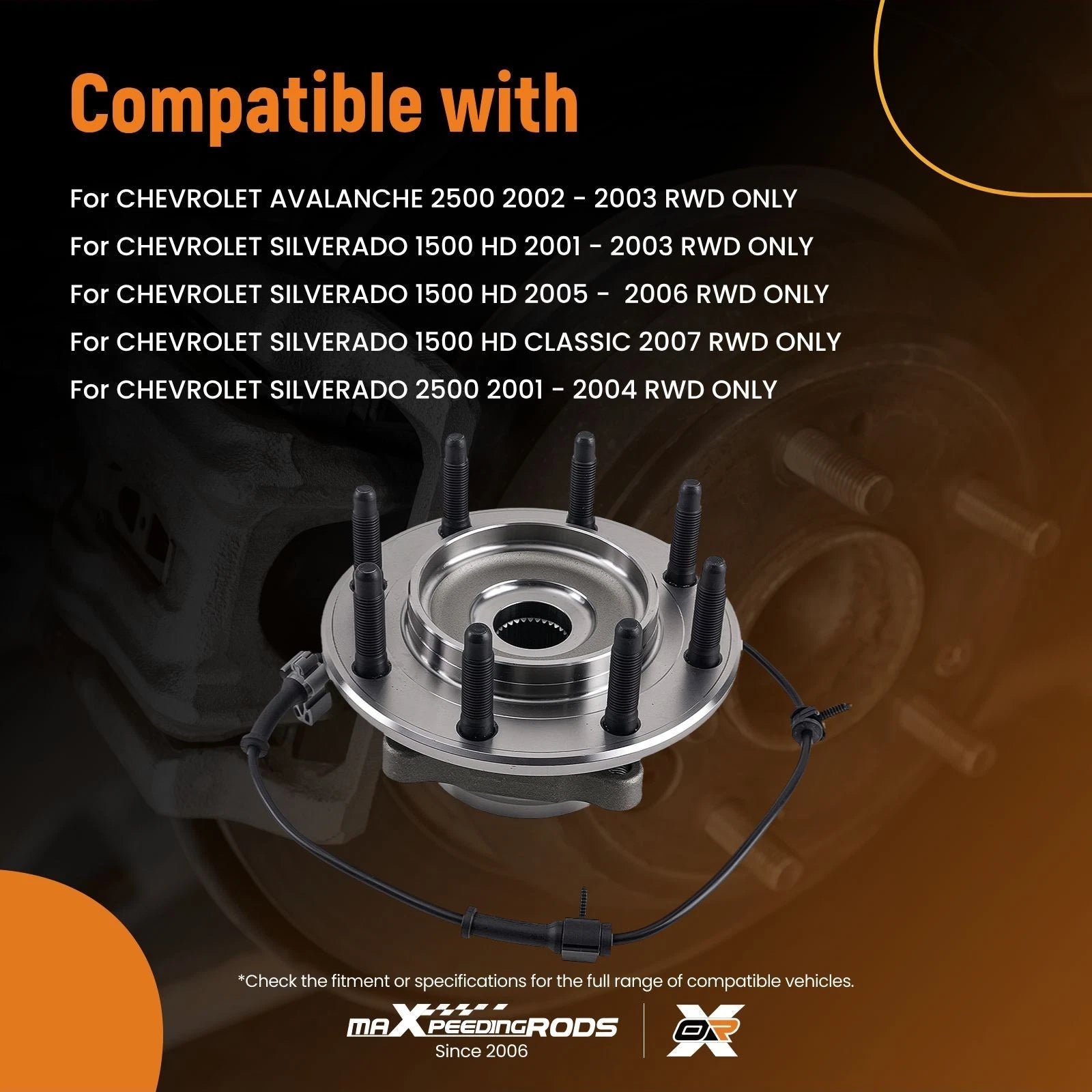 Front Wheel Hub Bearing Assembly for Chevrolet GMC 2500HD (2011–2014)