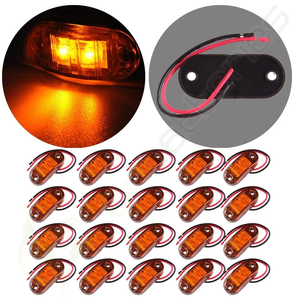 20X Amber Oval Side Marker Lights for Trailer Truck (2.5")