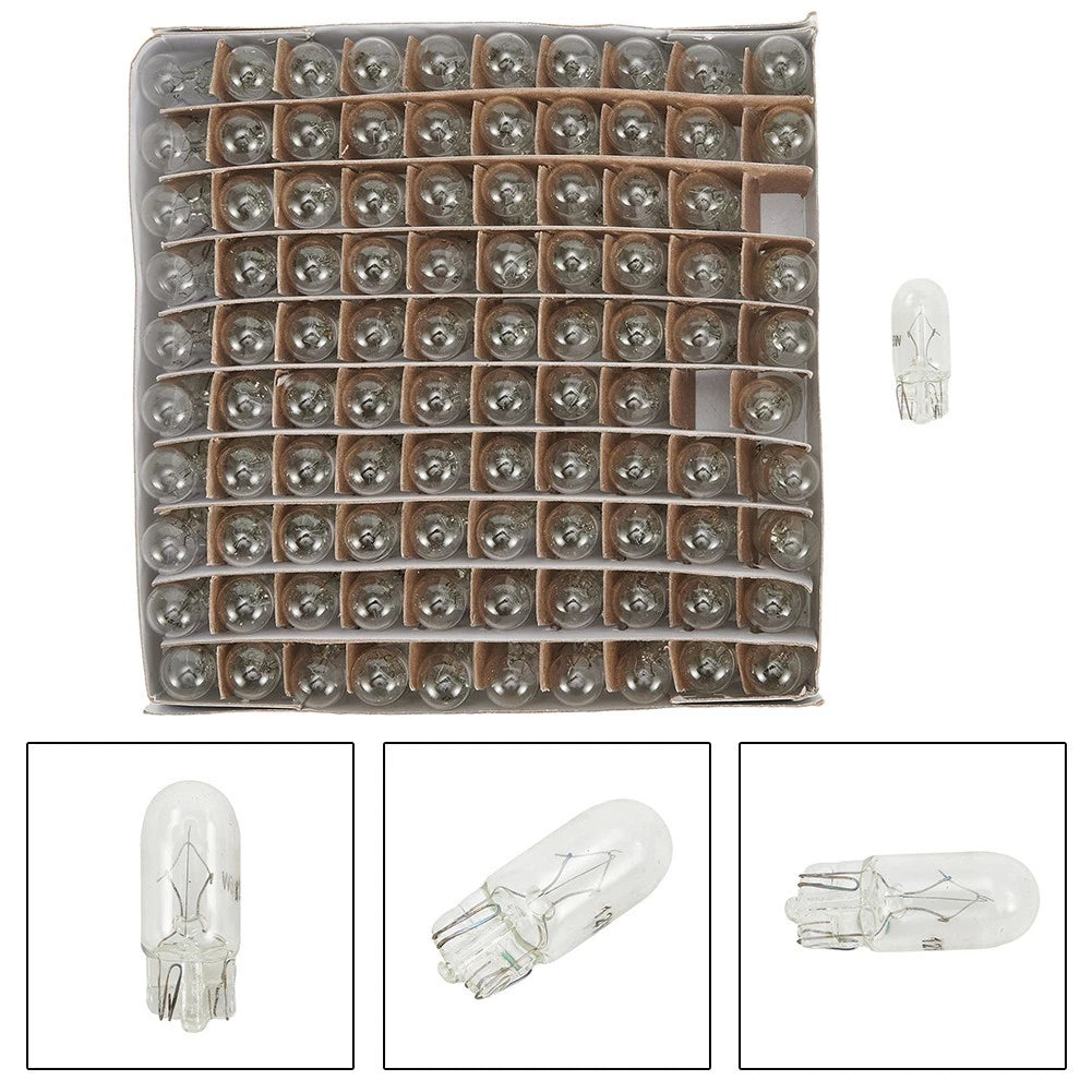 100PCS 194 Clear Wedge Light Bulbs for Instrument Panel (Universal)