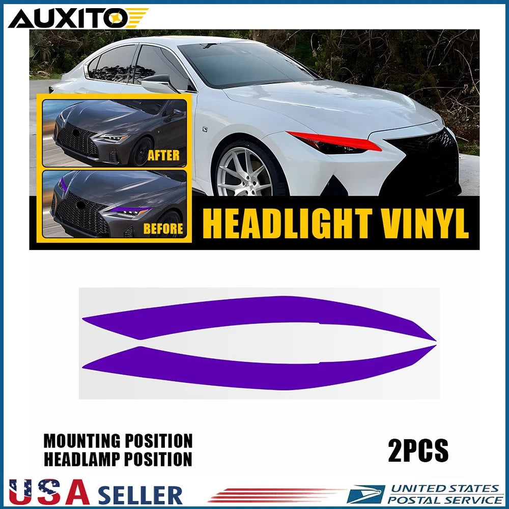 Purple Headlight DRL Tint Overlay for Lexus IS (2021–2025)