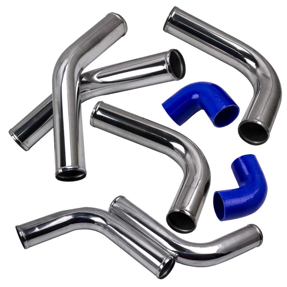 2.5" Intercooler Kit Universal Aluminum Pipe Turbo Silicone
