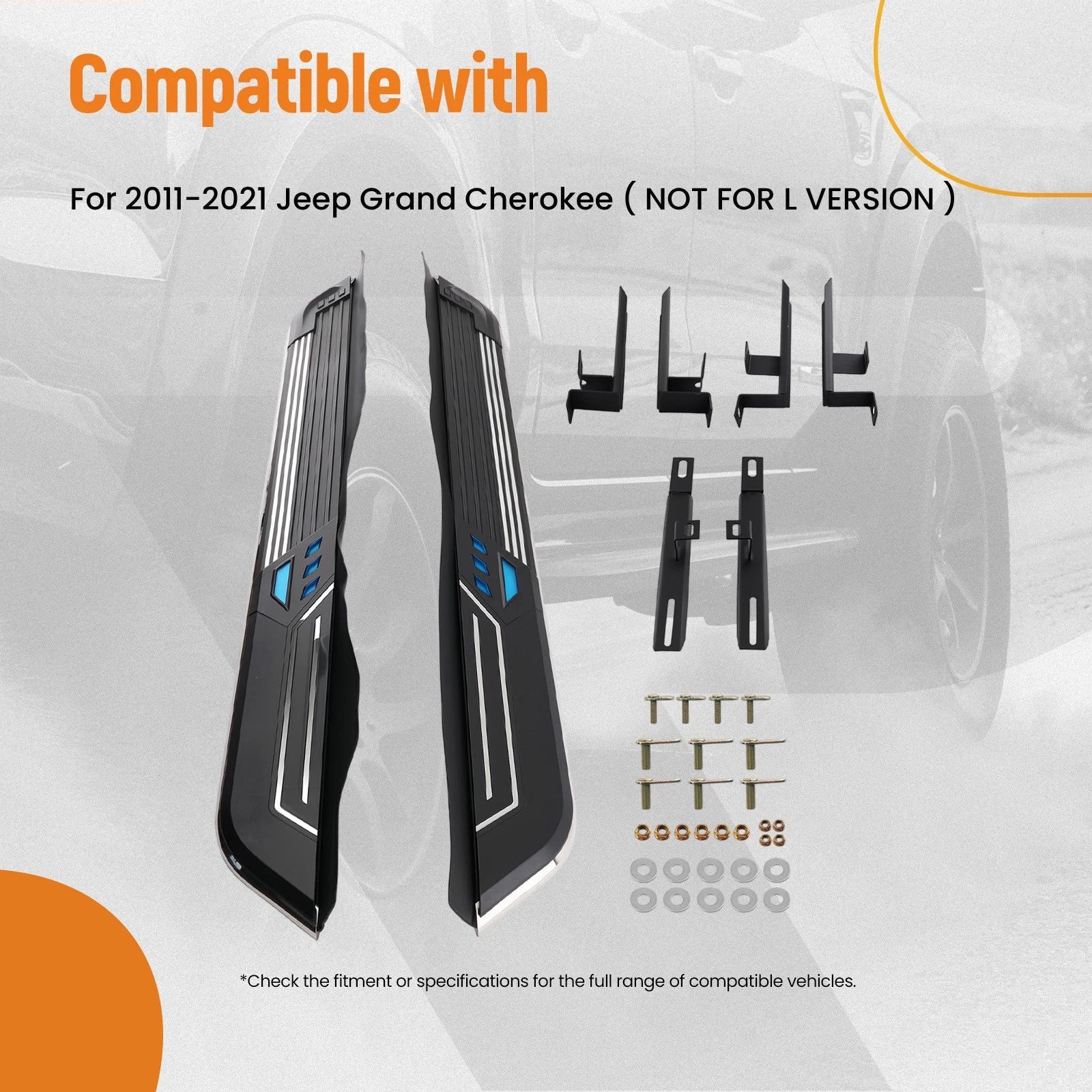Black Running Board Side Step for Jeep Grand Cherokee (2011–2021)