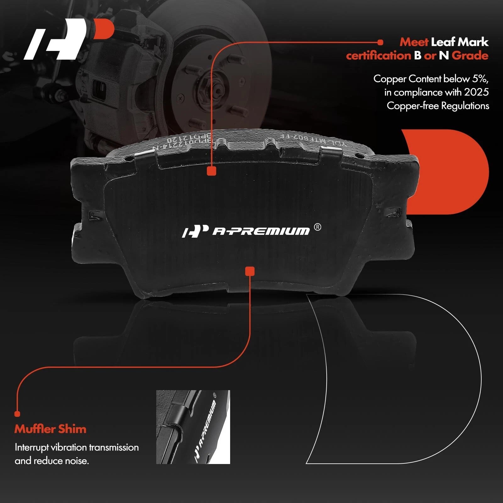 Ceramic Brake Pads and Rear Brake Caliper for Toyota RAV4 (2012–2012)