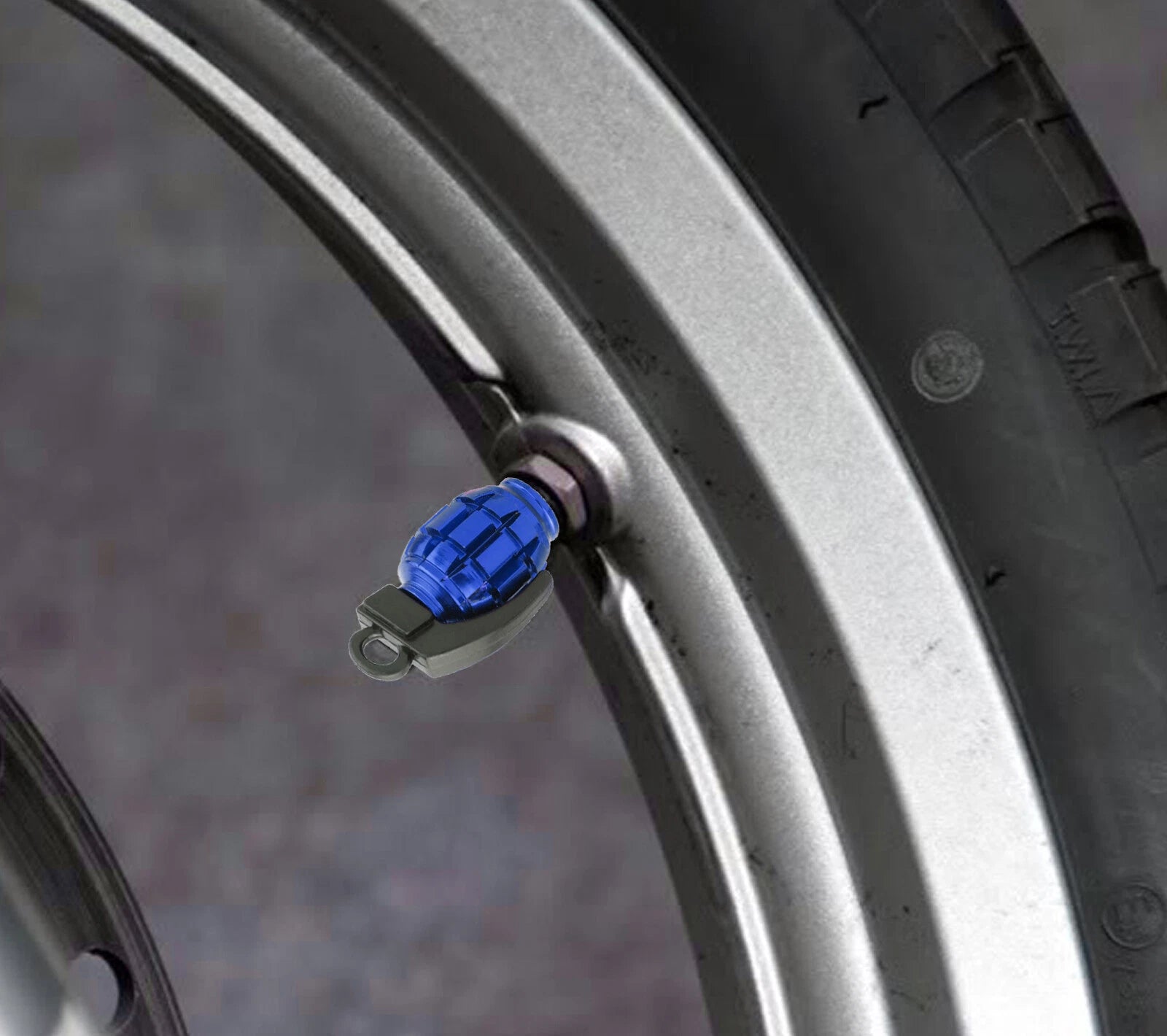 4PCS Blue Grenade Tire Valve Stem Caps for Universal Wheel (Universal)