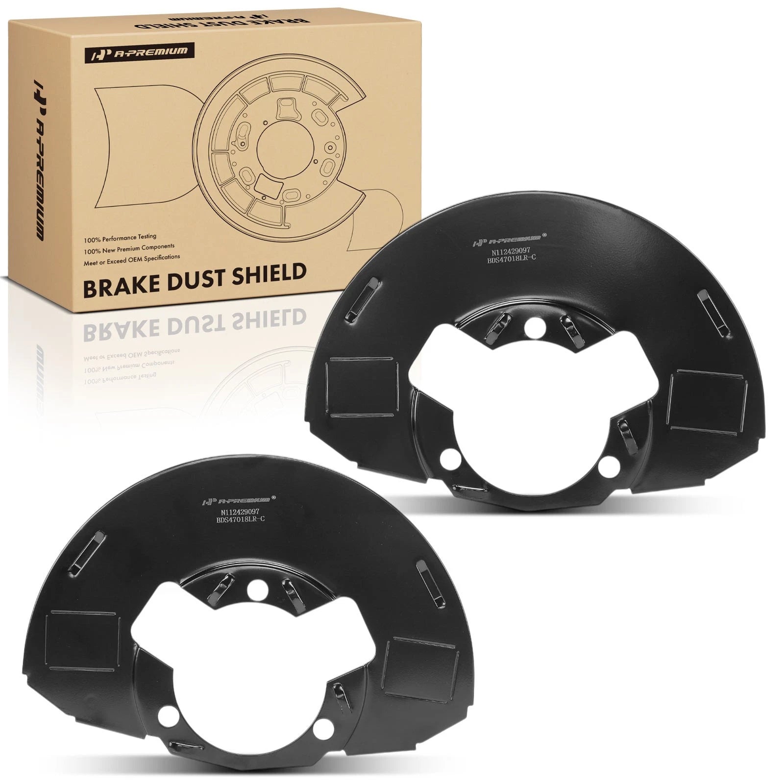 2X Black Brake Dust Shield Front for Chevy Silverado GMC Sierra 1500 (2007–2018)