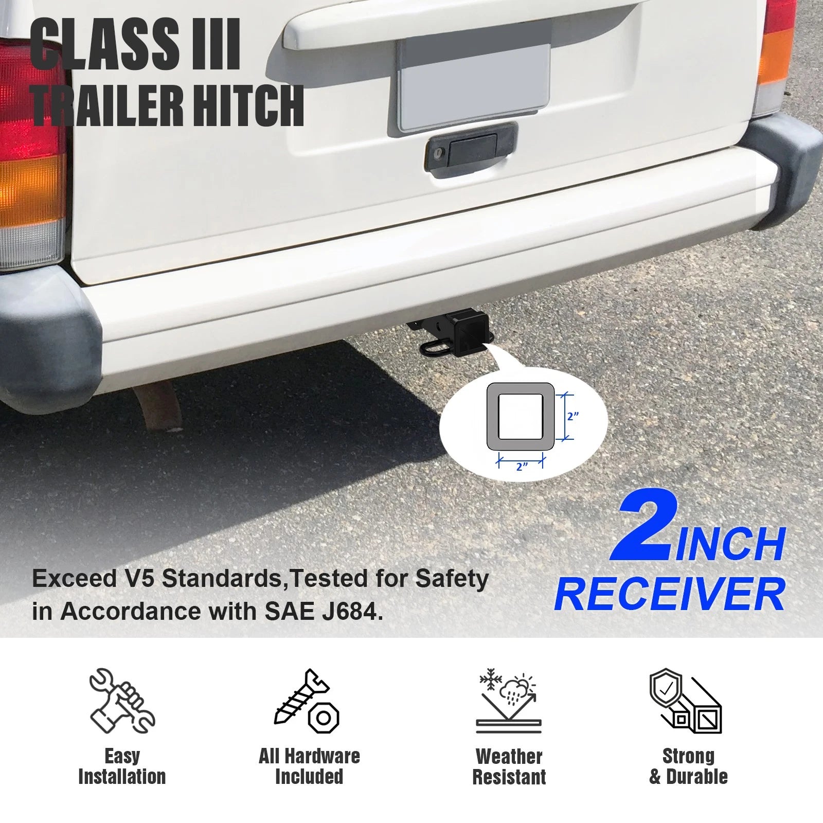 2 Inch Trailer Towing Hitch for Jeep Cherokee (1984-2001)