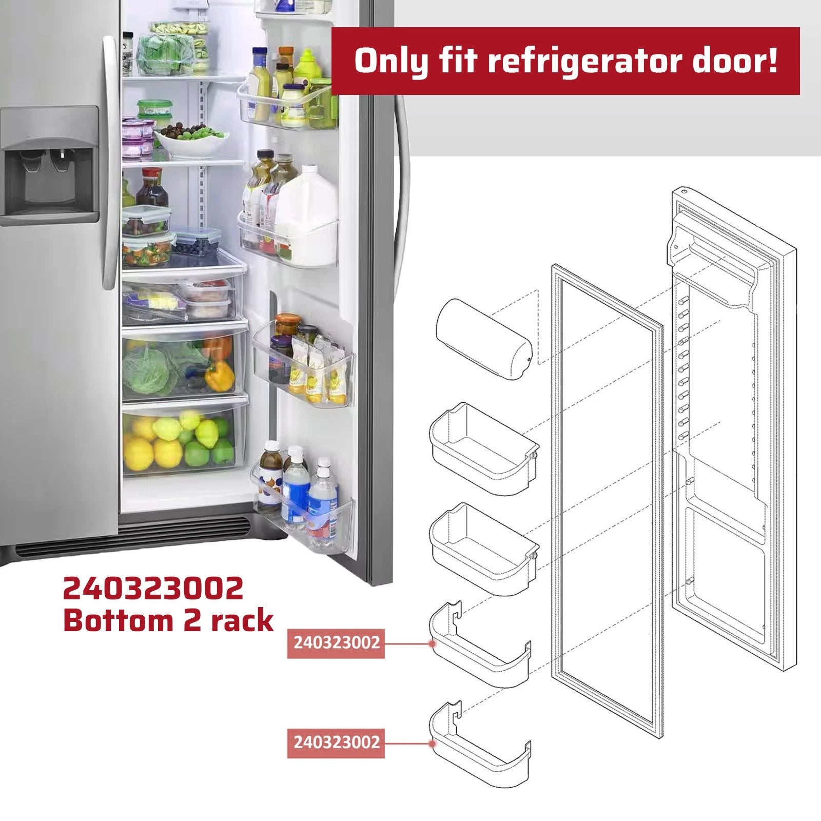 Door Bin Shelf Bucket for Frigidaire Refrigerator (Compatible)