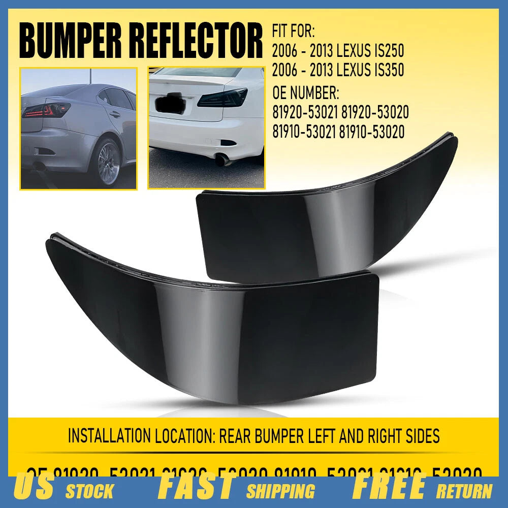 Smoked Lens Rear Bumper Reflector Covers for Lexus IS IS250 (2006–2013)