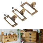 6X Metal Antique Bronze Drawer Label Tag Holder Frame Pull Handle
