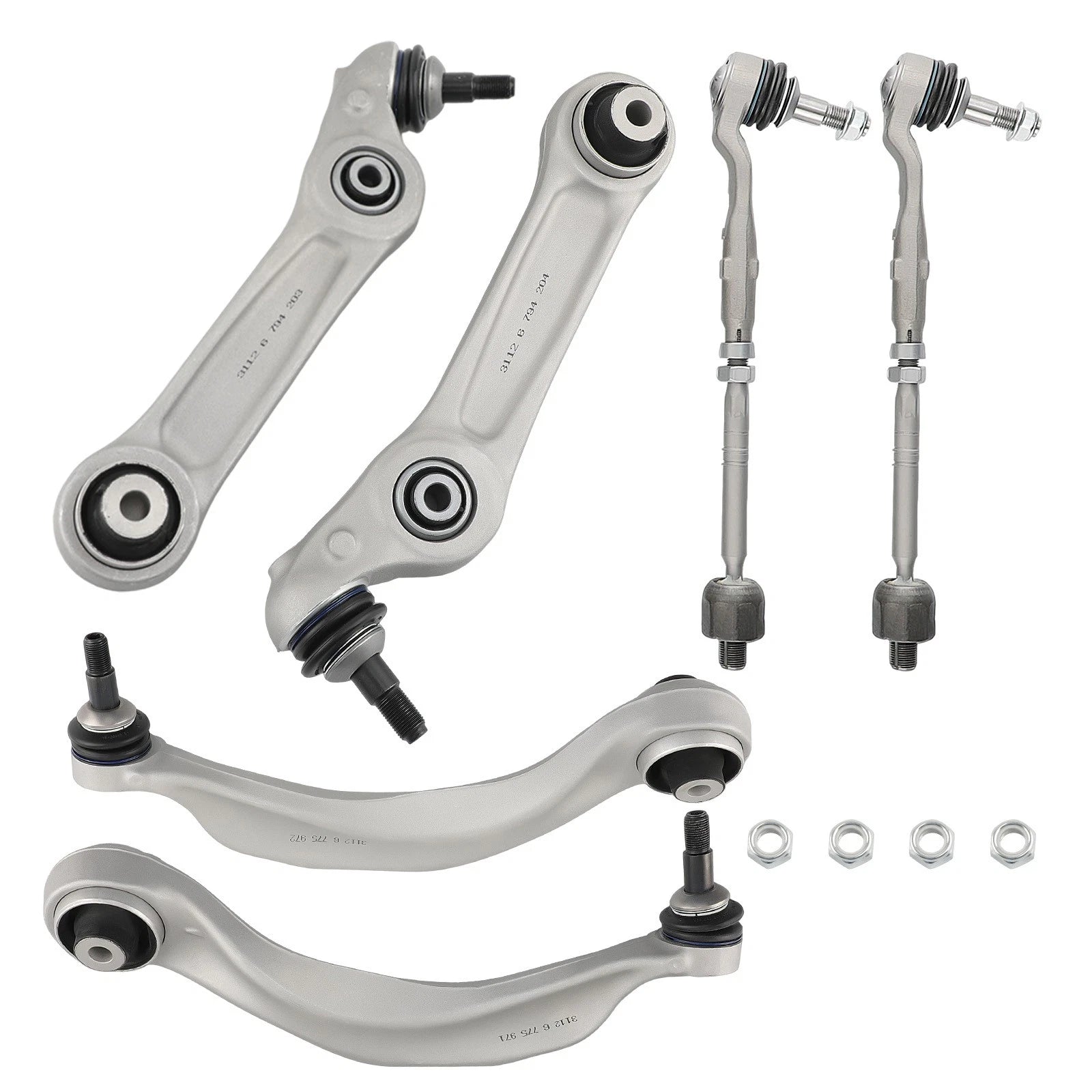 Set of 6 Front Lower Control Arms Tie Rods for BMW 5 6 Series (F06 F10)