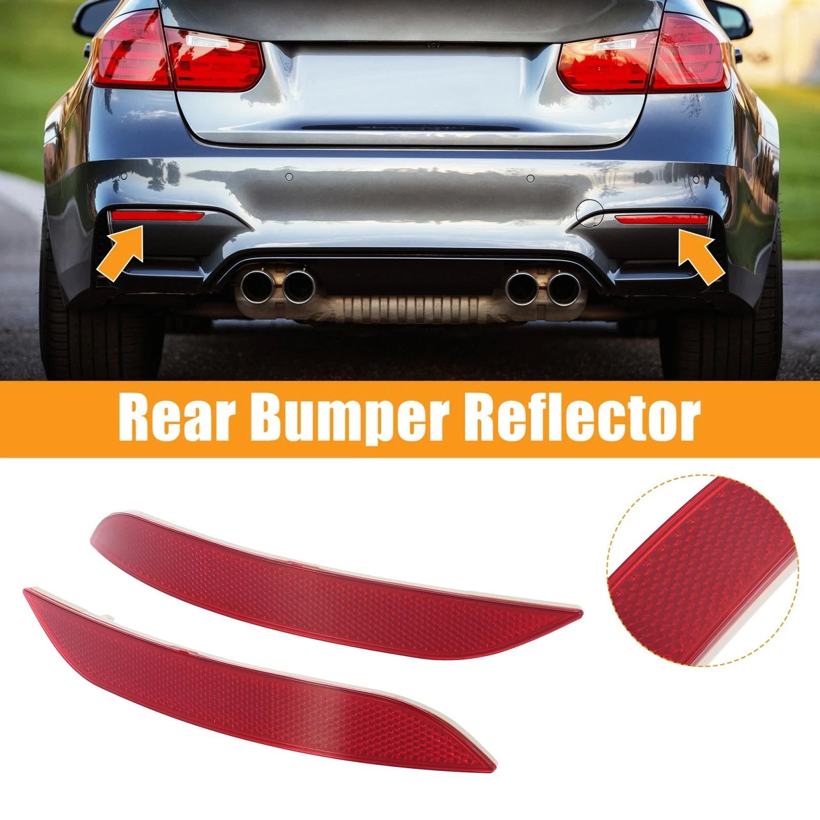 1 Pair Rear Bumper Reflector Strip for BMW (63147314883, 63147314884)