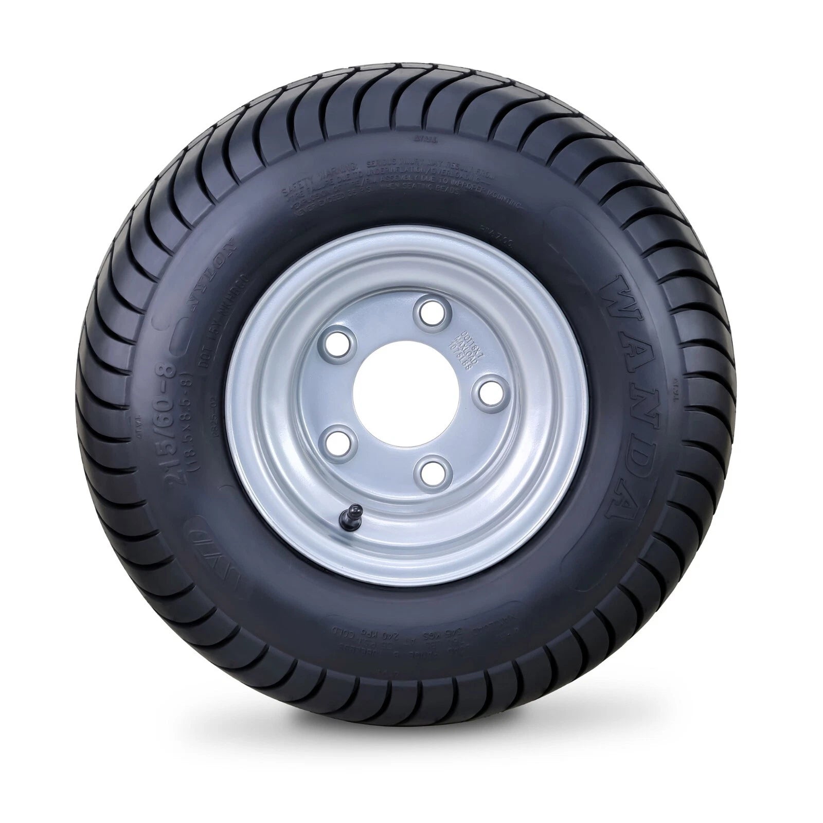 2 WANDA Golf Cart Tire Wheel Assembly 215/60-8 4-Ply 5 Lugs Silver Rim