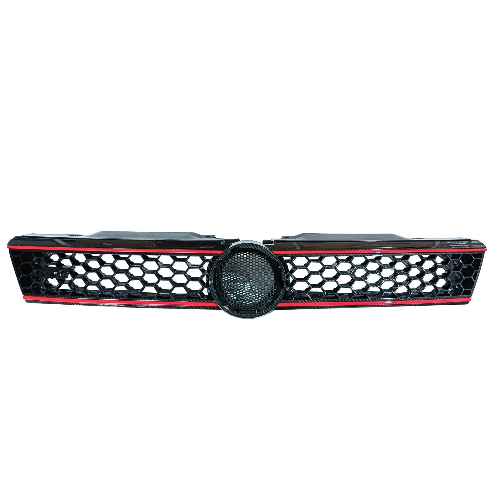 Hex Mesh Front Grille for VW Jetta (2011-2014) - Carbon Fiber Print, Red Trim