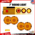 Set of 4 7" Round Amber 36 LED Truck Trailer Brake Lights Waterproof