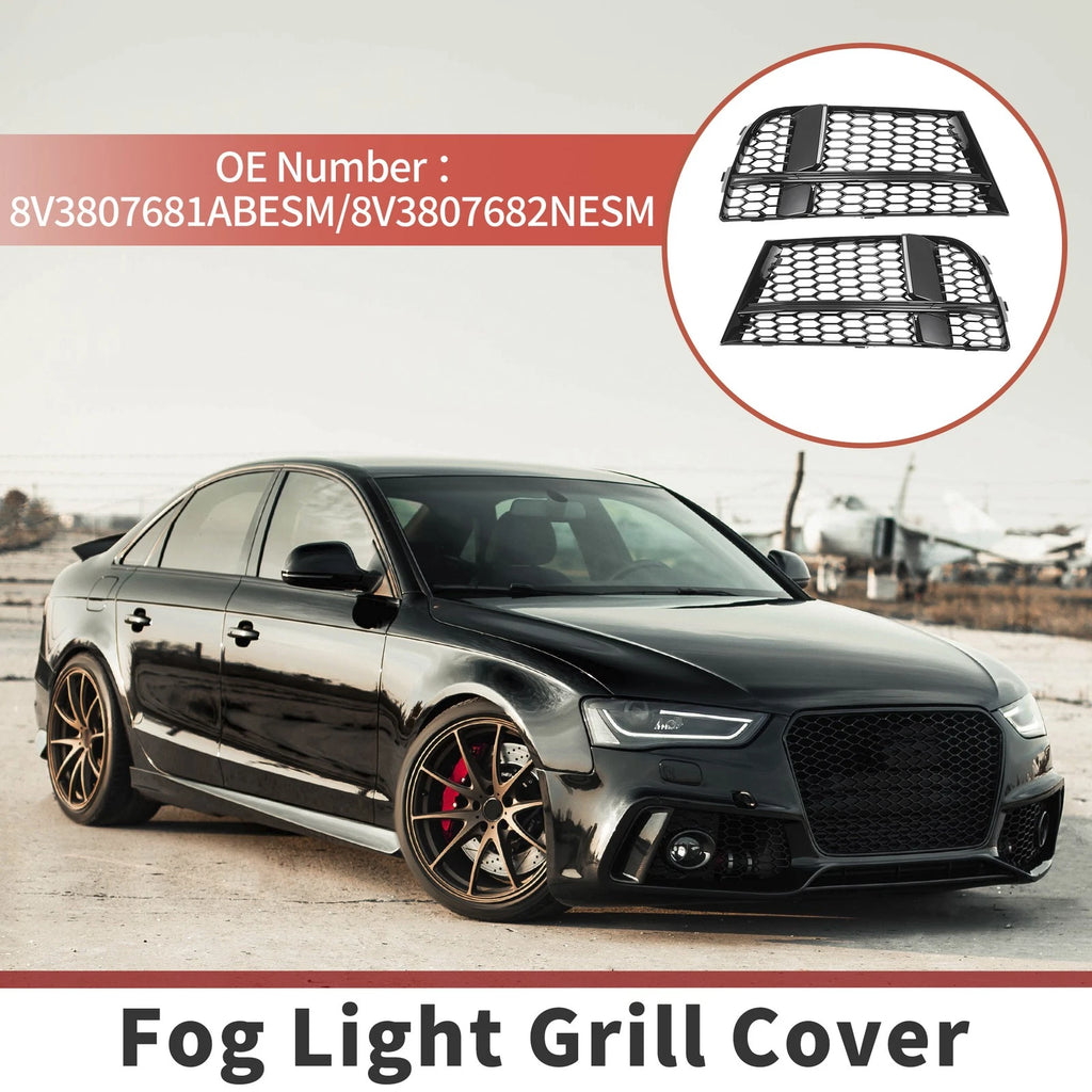 1 Pair Front Fog Light Grill for Audi A3 (2017–2020) No. 8V3807681ABESM Honeycomb