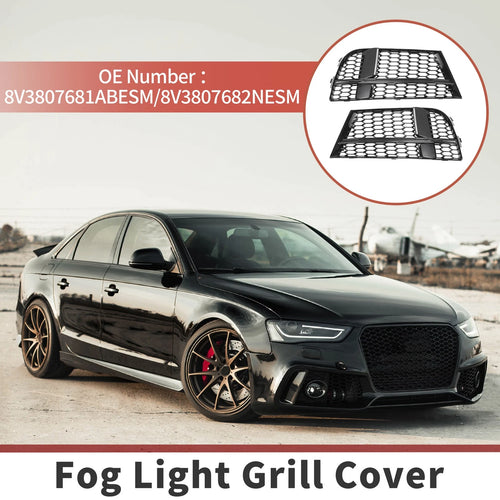 1 Pair Front Fog Light Grill for Audi A3 (2017–2020) No. 8V3807681ABESM Honeycomb