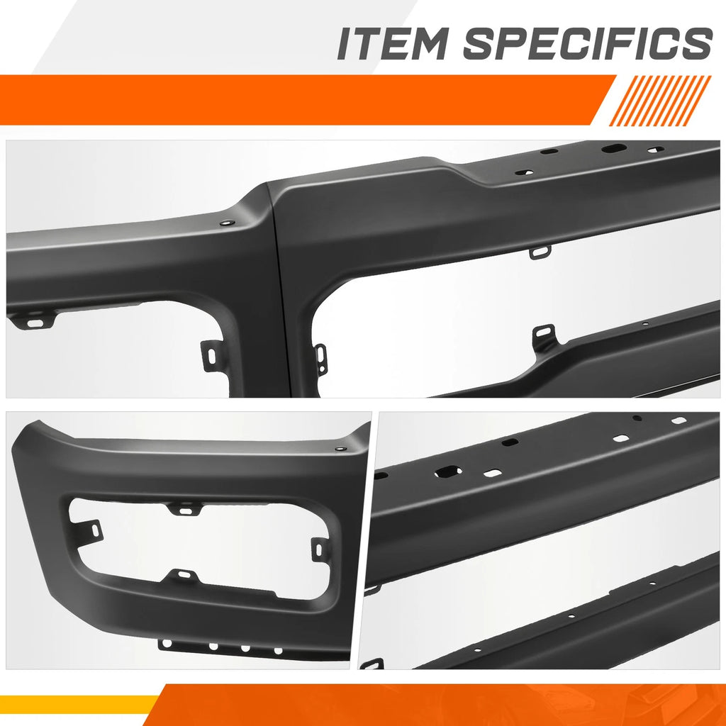 Front Bumper Face Bar for Ford F-250 F-350 SD (2023–2026) w/ Fog Light Holes Black