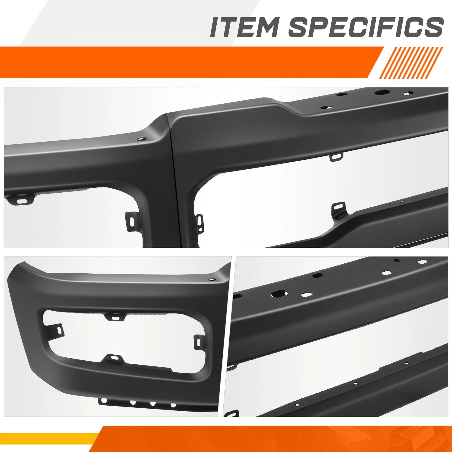 Front Bumper Face Bar for Ford F-250 F-350 SD (2023–2026) w/ Fog Light Holes Black
