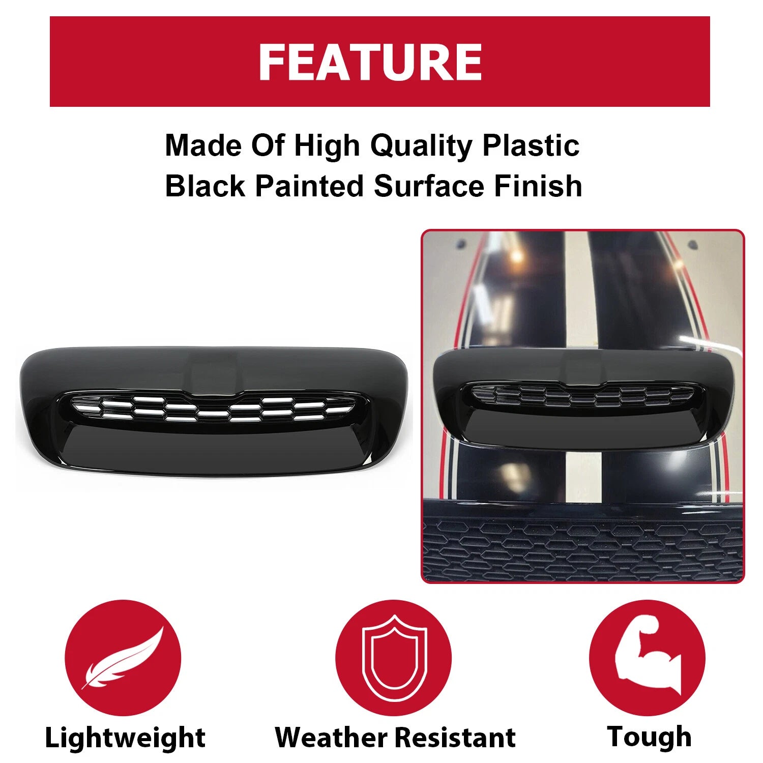 Glossy Black Hood Scoop Air Vent for Mini Cooper S (2007-2014)