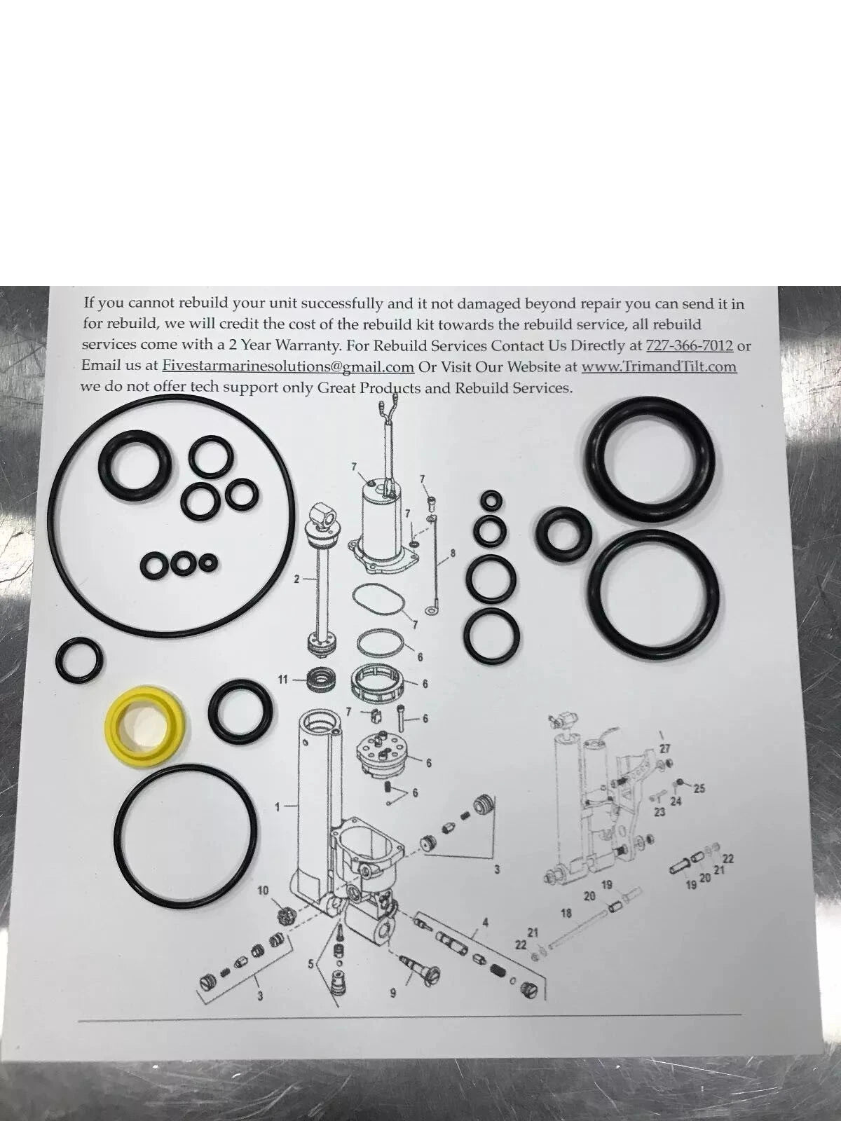 Tilt Trim Rebuild Kit for Mercury Force 25HP-60HP (827668, A25-827668A, FSM006)