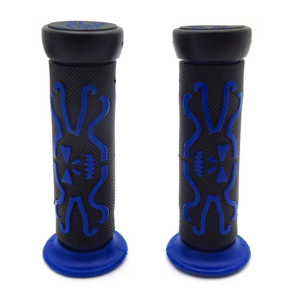 7/8" Blue Skull Rubber Hand Grips for Honda CBR600 F3 F4i 900 RR (1997–2007)