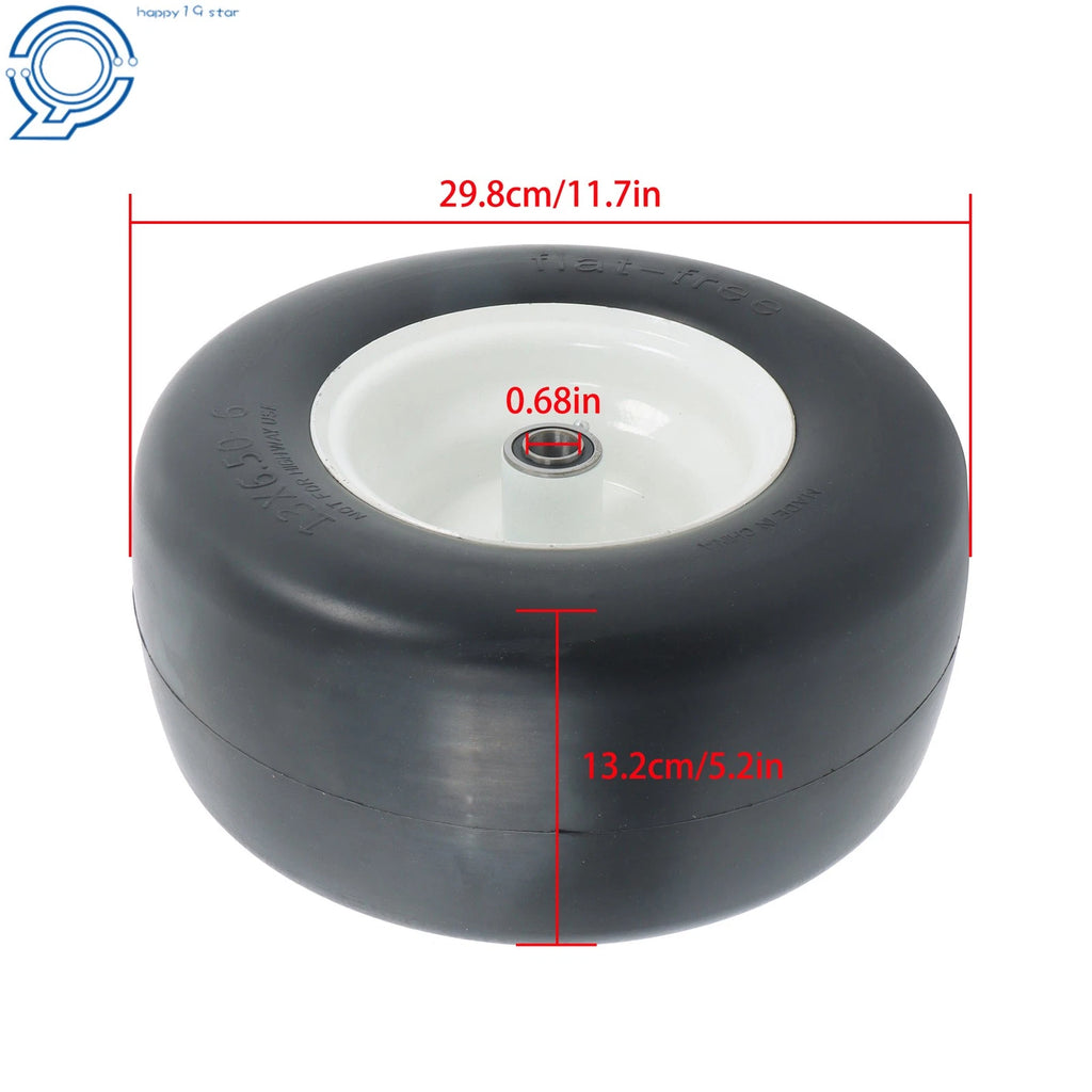 2 Pack Flat Free Tire & Wheel 13x6.5-6 for Lawn Mowers & Zero Turn Mowers