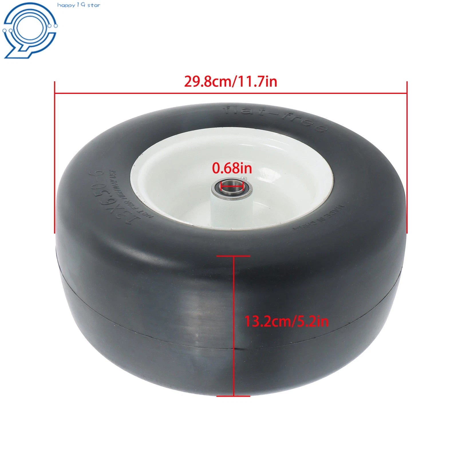 2 Pack Flat Free Tire & Wheel 13x6.5-6 for Lawn Mowers & Zero Turn Mowers