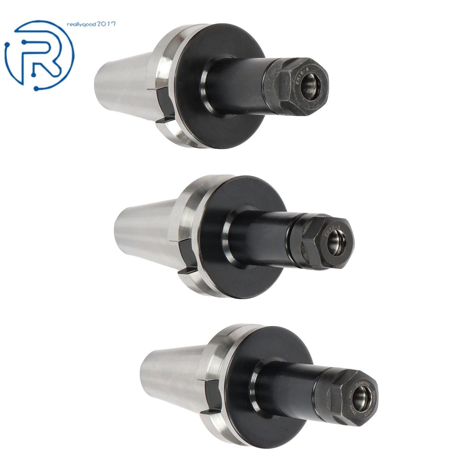 Set of 3 BT40-ER16 Collet Chucks for CNC Milling (4" GAGE Length)
