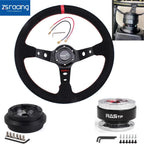 14" Suede Steering Wheel with Quick Release & 190H Hub Adapter for Acura Integra (1990–1993)