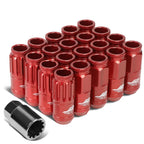 Set of 16 J2 7075 Forged Aluminum M12x1.25 Open-End Lug Nuts w/4 Lock+Key Red for