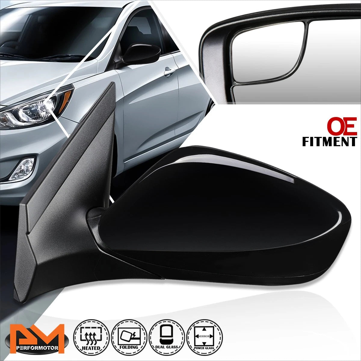Powered Heated Side Rear View Mirror Left for Hyundai Accent (2014–2017)