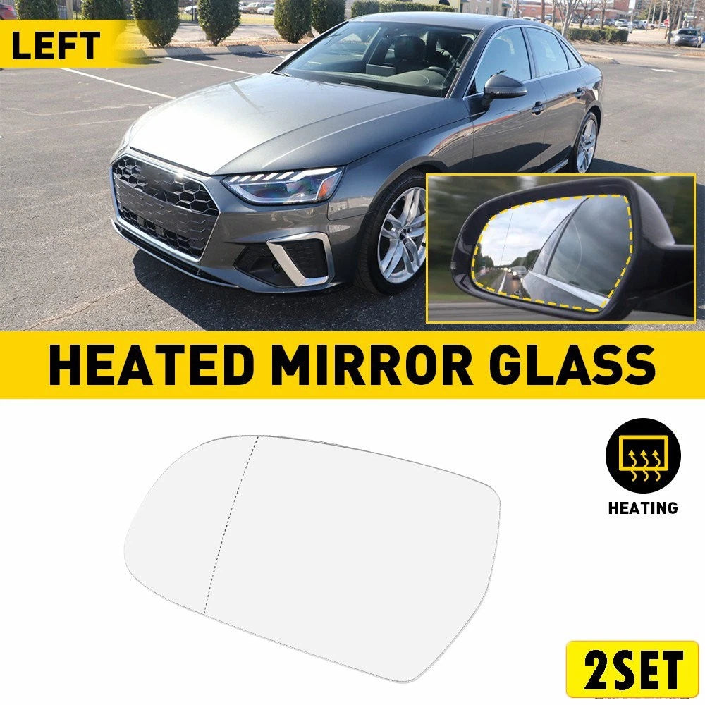 Set of 2 Heated Mirror Glass w/ Backing 8K0857535F for Audi A5 (2008–2017)