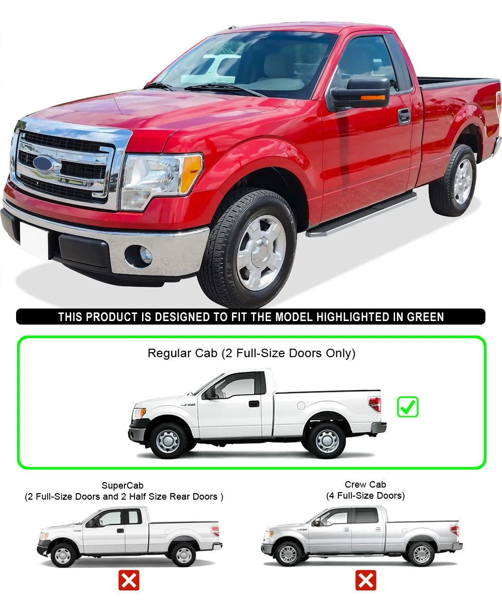 6" Polished Side Step Bars for Ford F150 Regular Cab (2009-2014)