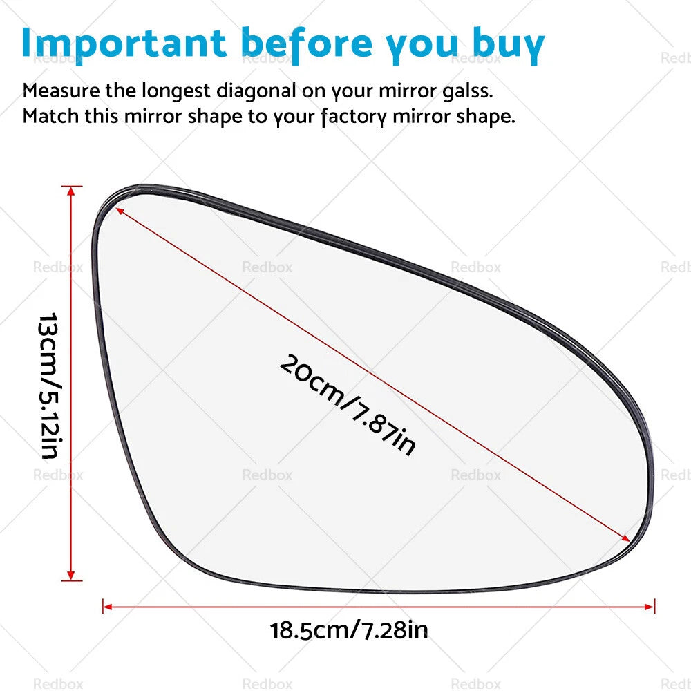 Right Side Mirror Glass with Back Plate for Toyota Yaris (2012–2019)
