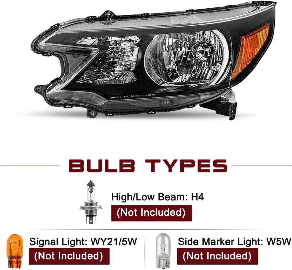 Left Driver Side Halogen Headlight for Honda CR-V (2012–2014)