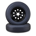 2 Free Trailer Tire Rims ST175/80R13 8-Ply 5 Lug x 4.5" Black Mod