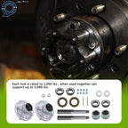 Set of 2 Trailer Axle Kits 4 on 4" Bolt Idler 1" Hub Round BT8 Spindle