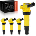 Set of 4 Yellow Ignition Coils for Hyundai Sonata (2008–2014) Kia Optima Sorento