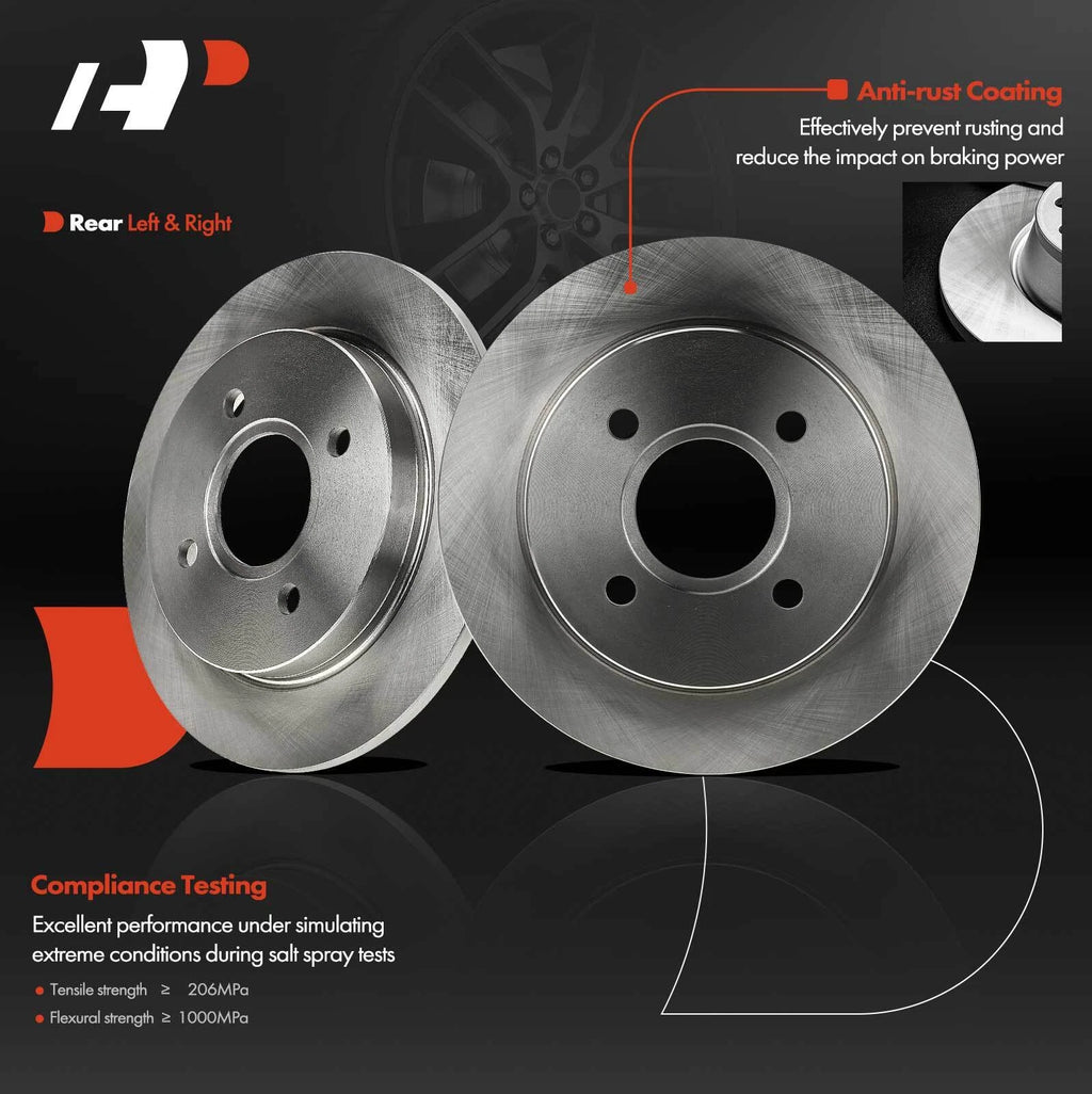 Rear Disc Brake Rotors for Ford Focus (2001–2007) Fiesta (2014–2019)