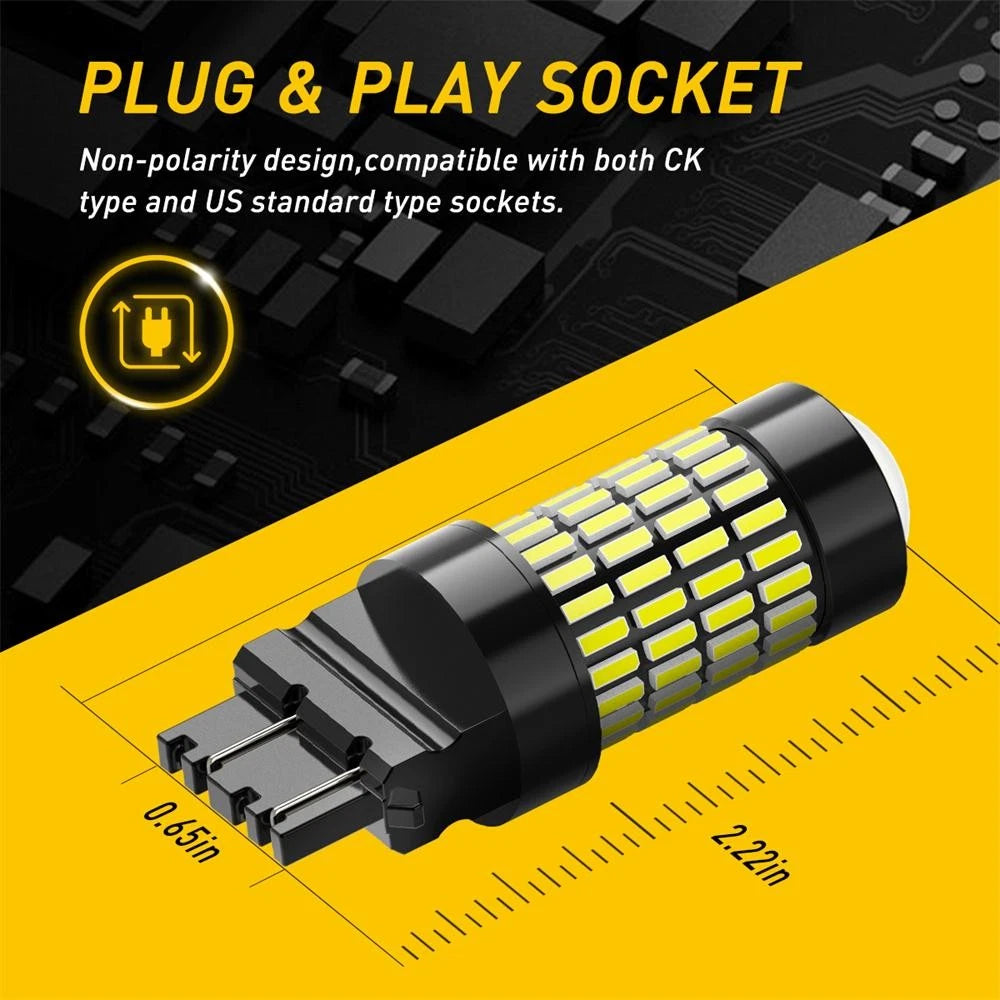 2X White 3157 3457 3057 LED Signal Backup Reverse Tail Turn Light Bulbs for