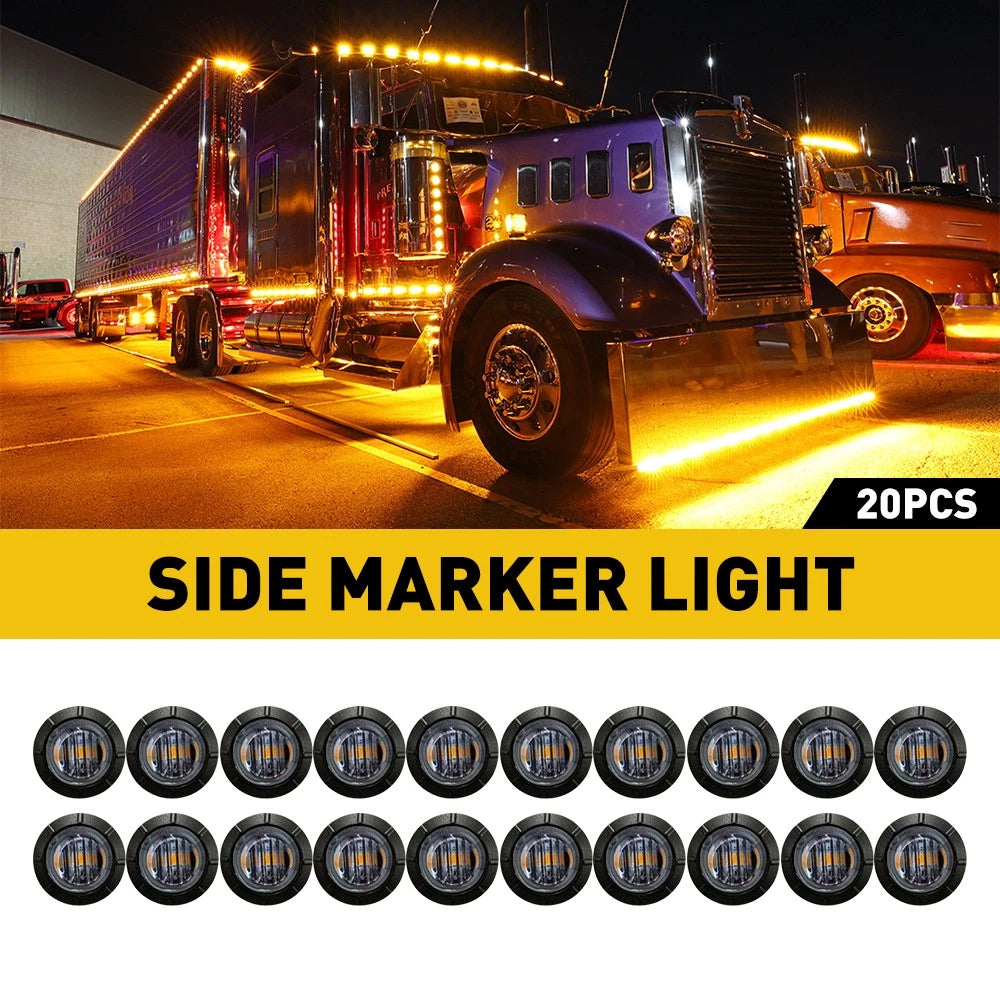 20x LED Round Side Marker Lights for RV Truck Trailer (Universal Fit)