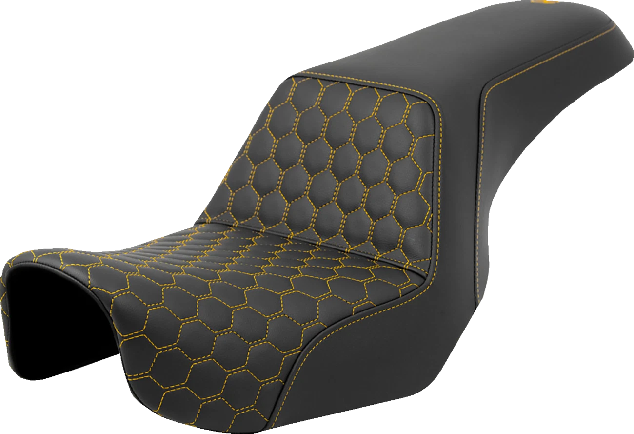 SADDLEMEN Step-Up Seat for Dyna (2006–2017) 806-04-17707, Honeycomb, Gold Stitching