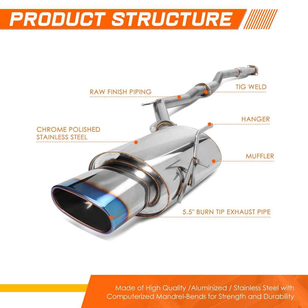 Burnt Muffler Tip Catback Exhaust System for Nissan Altima 2002–2006 QR25DE