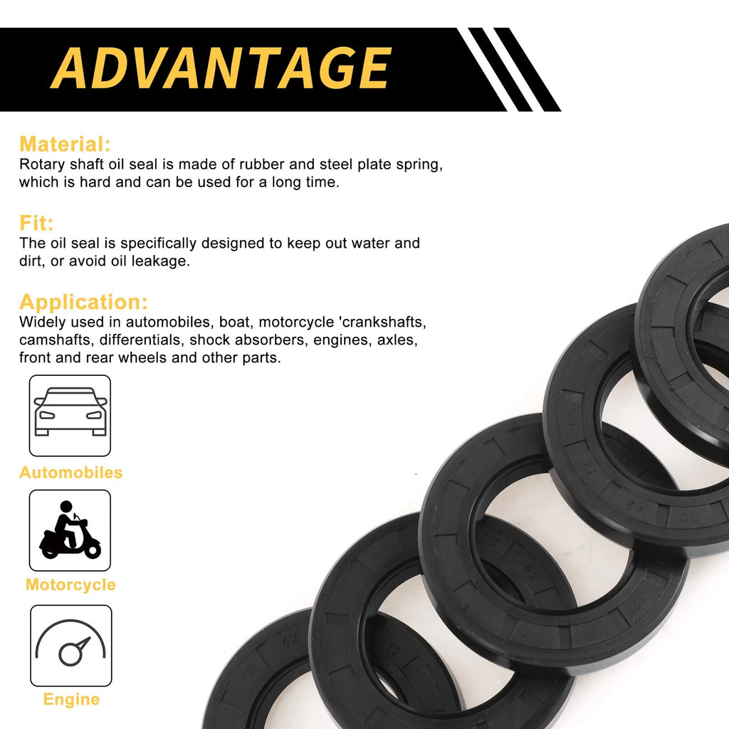 Set of 5 Oil Seal Rotary Shaft Seal NBR Rubber 42x72x12mm